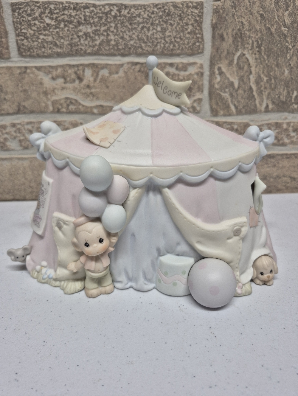 Precious Moments Pastel Pink & Cream Circus Tent Figurine Night Light